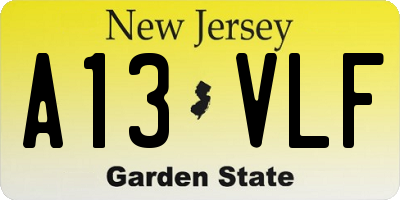 NJ license plate A13VLF