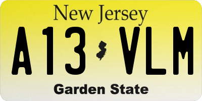 NJ license plate A13VLM