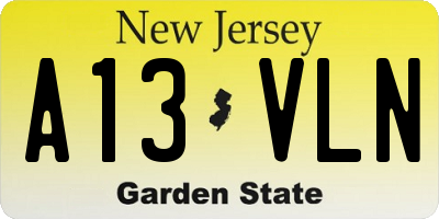 NJ license plate A13VLN