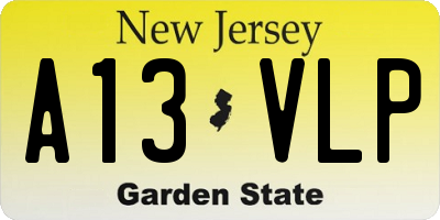 NJ license plate A13VLP