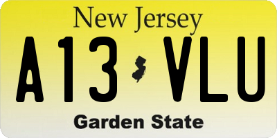 NJ license plate A13VLU