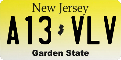 NJ license plate A13VLV
