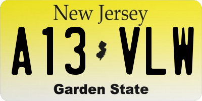 NJ license plate A13VLW