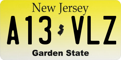 NJ license plate A13VLZ