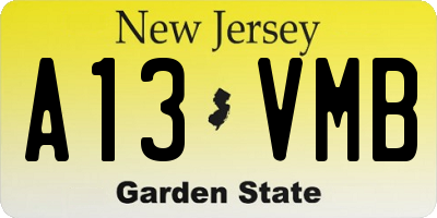 NJ license plate A13VMB