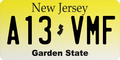 NJ license plate A13VMF