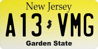 NJ license plate A13VMG