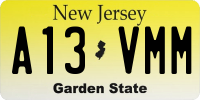 NJ license plate A13VMM