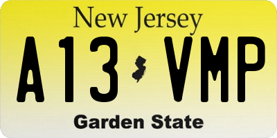 NJ license plate A13VMP