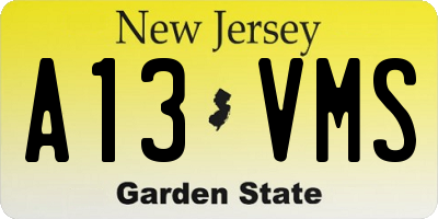 NJ license plate A13VMS