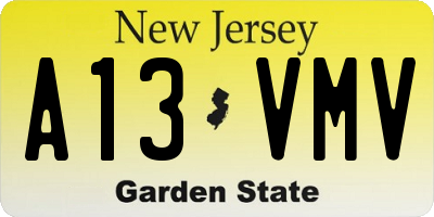 NJ license plate A13VMV