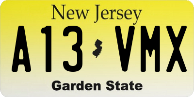 NJ license plate A13VMX