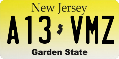 NJ license plate A13VMZ