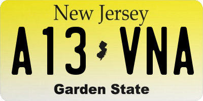NJ license plate A13VNA