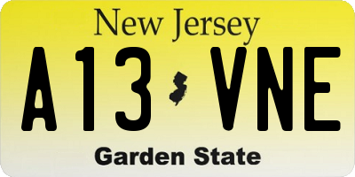 NJ license plate A13VNE