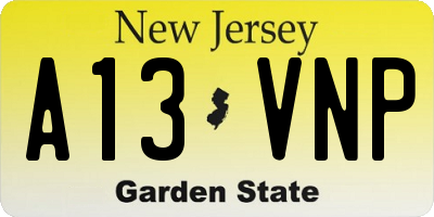 NJ license plate A13VNP