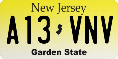 NJ license plate A13VNV