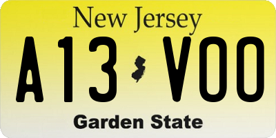 NJ license plate A13VOO
