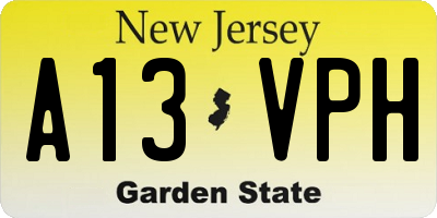NJ license plate A13VPH