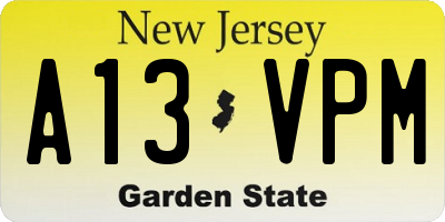 NJ license plate A13VPM