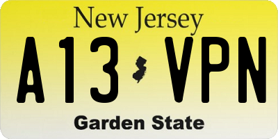 NJ license plate A13VPN