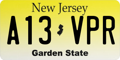 NJ license plate A13VPR