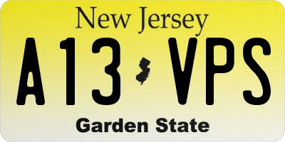 NJ license plate A13VPS