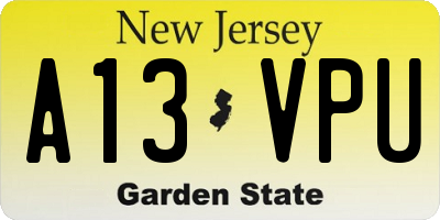 NJ license plate A13VPU