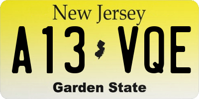NJ license plate A13VQE
