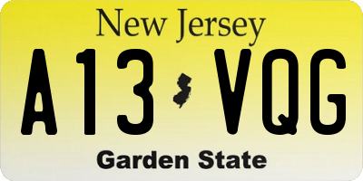 NJ license plate A13VQG