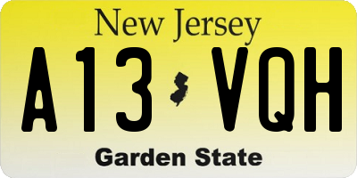 NJ license plate A13VQH