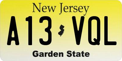 NJ license plate A13VQL
