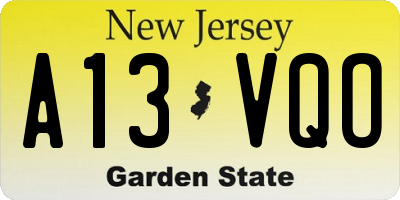 NJ license plate A13VQO