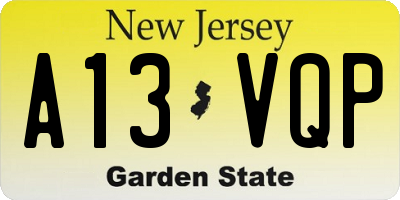NJ license plate A13VQP