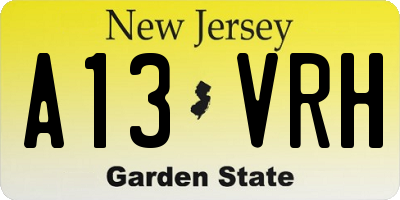 NJ license plate A13VRH