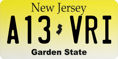 NJ license plate A13VRI