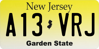 NJ license plate A13VRJ