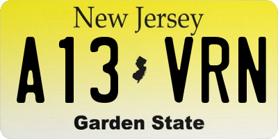 NJ license plate A13VRN