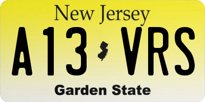 NJ license plate A13VRS