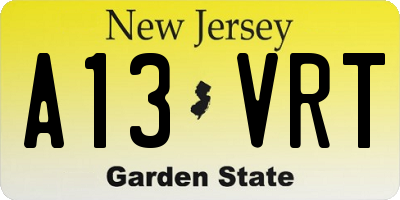 NJ license plate A13VRT