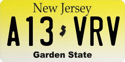 NJ license plate A13VRV
