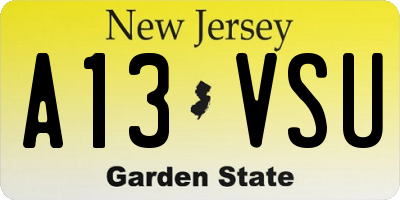 NJ license plate A13VSU
