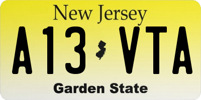 NJ license plate A13VTA