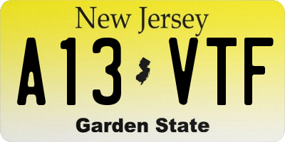 NJ license plate A13VTF