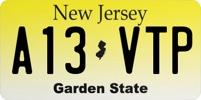 NJ license plate A13VTP
