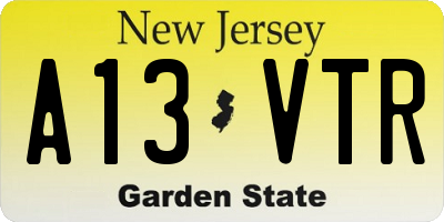 NJ license plate A13VTR