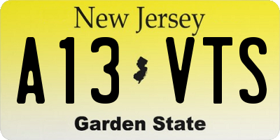 NJ license plate A13VTS