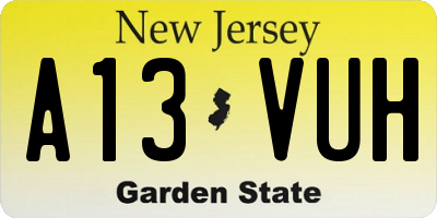 NJ license plate A13VUH