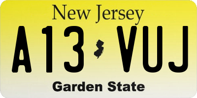 NJ license plate A13VUJ