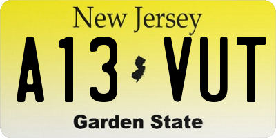 NJ license plate A13VUT